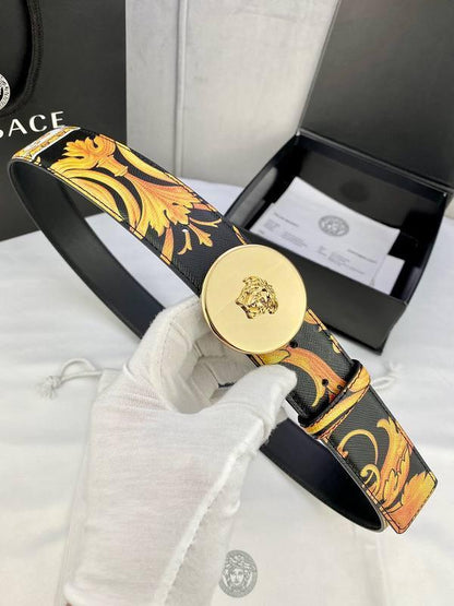 Versace MEDUSA BIGGIE ENAMEL LEATHER BELT