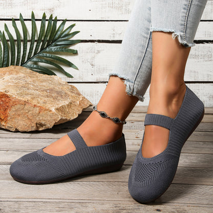 Women`s Fly-Knit Breathable Slip-On Loafers Flat Shoes