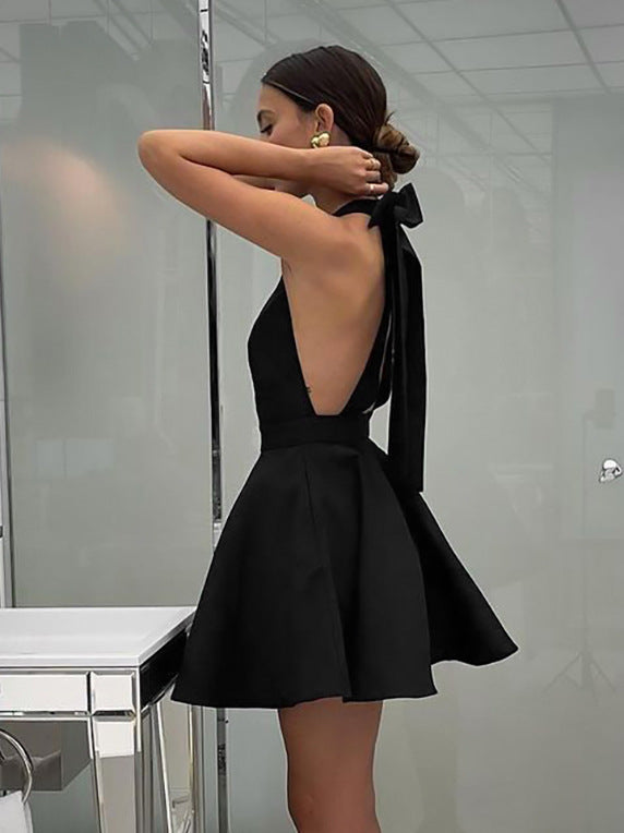 Vintage Satin Halter Neck Dress