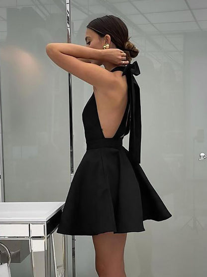 Vintage Satin Halter Neck Dress