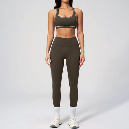 Womens Brushed Yoga Suit Set with Zipper