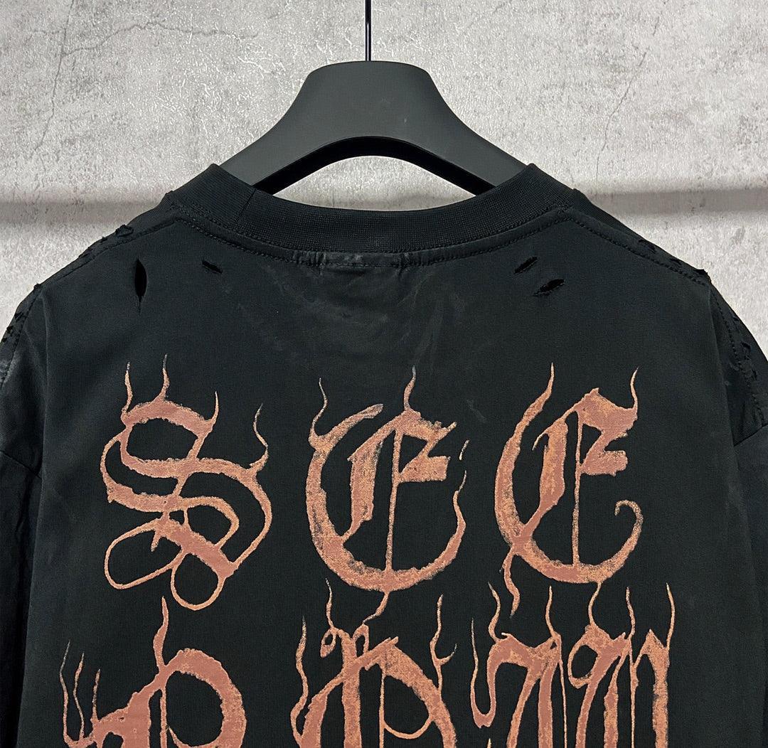 Balenciaga Faded Black T-Shirt Without Collar