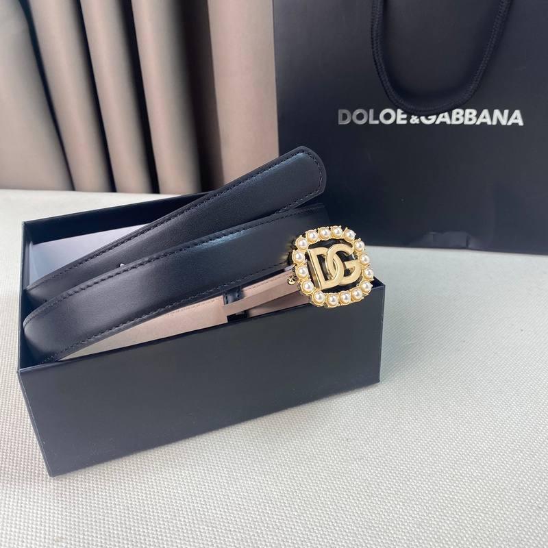 Dolce Gabbana Women Calfskin belt with bejeweled DG logo &