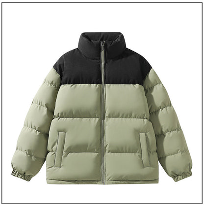 Contrast Color Stand Collar Cotton Jacket Waterproof Winter Coat
