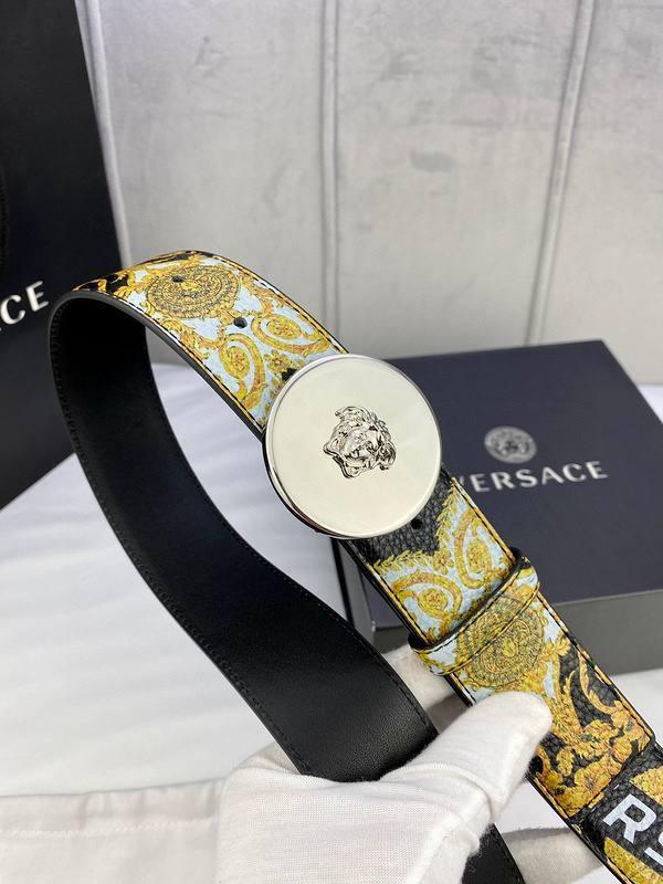 Versace MEDUSA BIGGIE ENAMEL LEATHER BELT