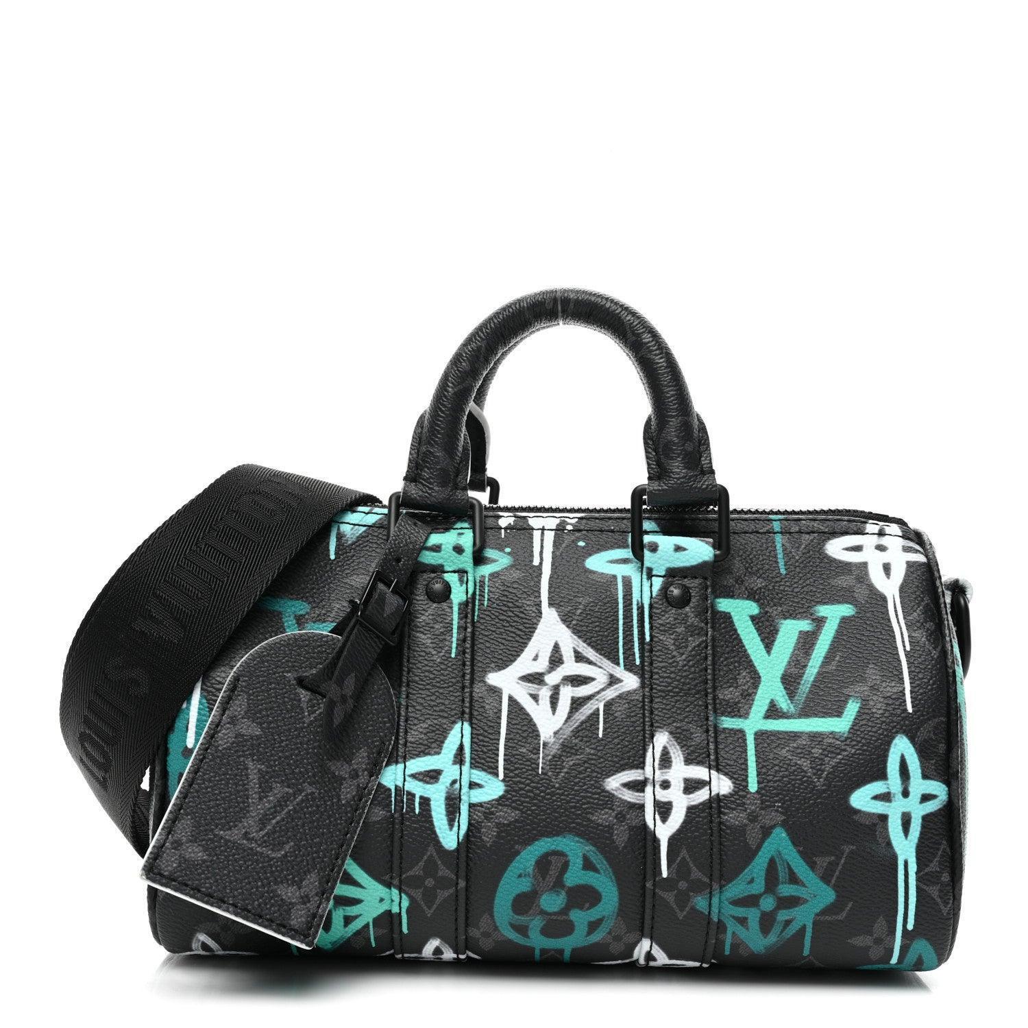 Louis Vuitton Monogram Eclipse LV Graffiti Keepall Bandouliere 25 &