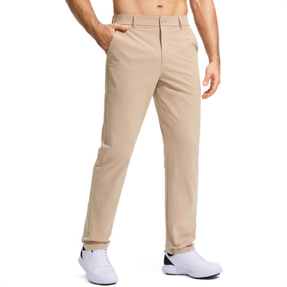 Straight-leg solid-color suit pants