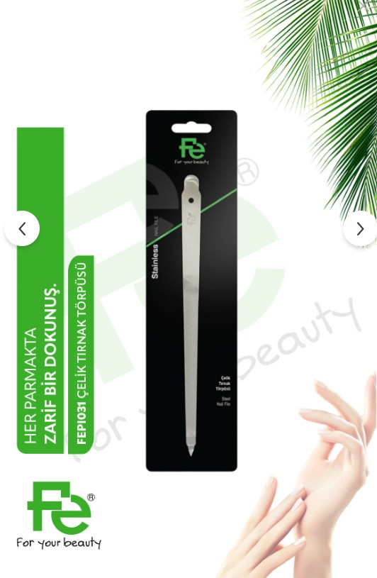 Fe Steel Nail File for Smooth and Shaped Nails 1-Pack