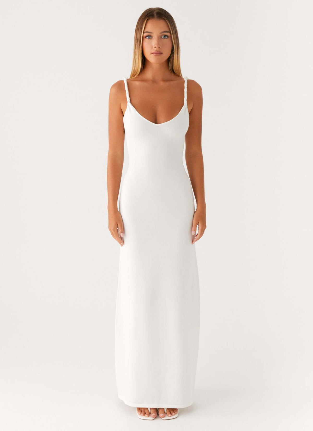 Deep V backless halter dress