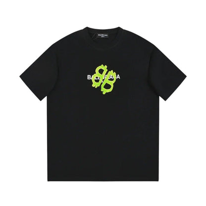 Balenciaga Black &amp; Green T-Shirt Without Collar