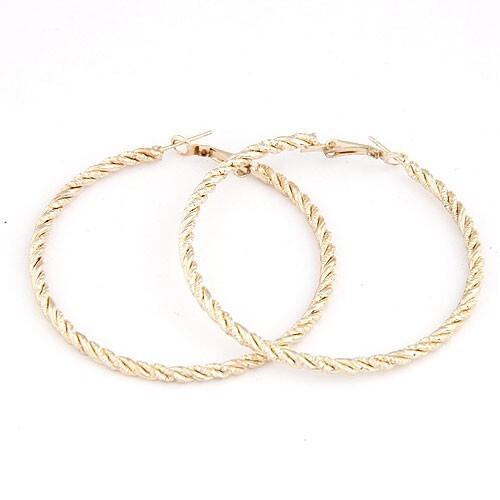 Fashion Twisted Big Hoop Earrings - Golden
