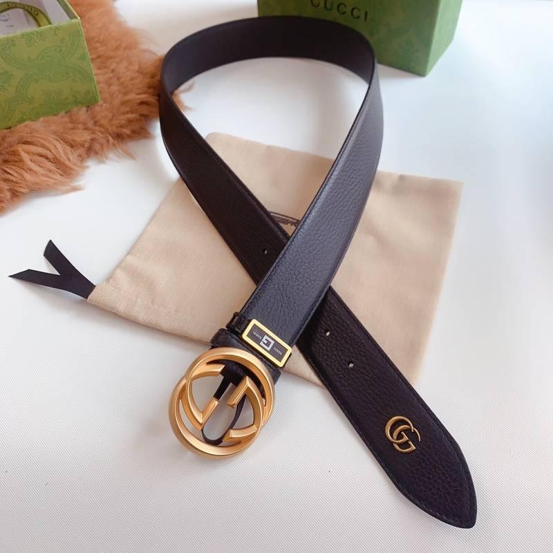 GUCCI Embellished coated-canvas and leather belt &
