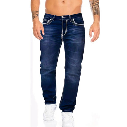 Mens Slim-Fit Double-Stitched Jeans