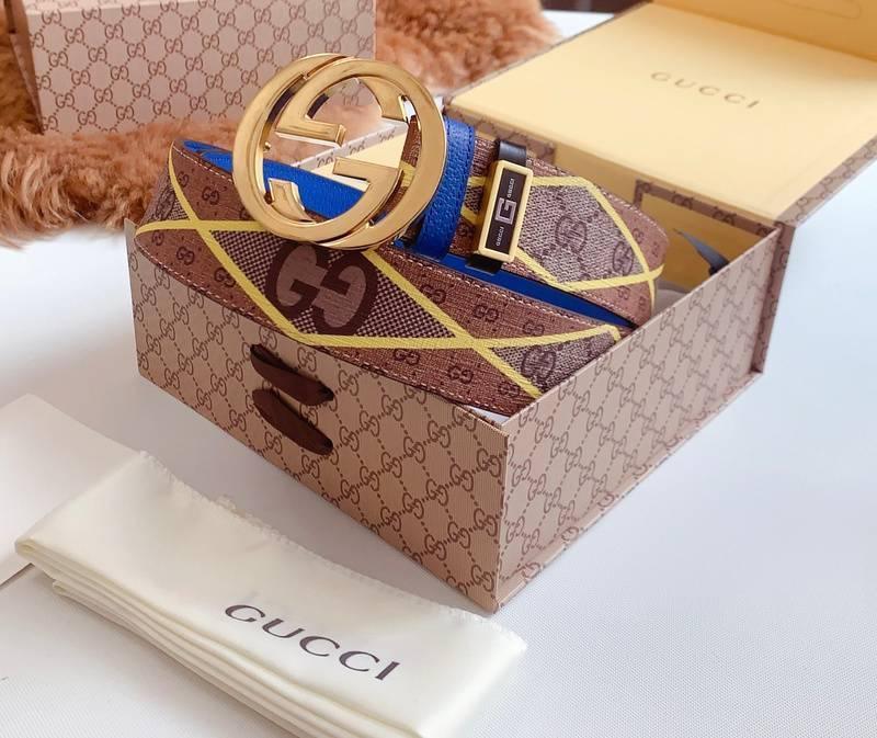 GUCCI Embellished coated-canvas and leather belt &