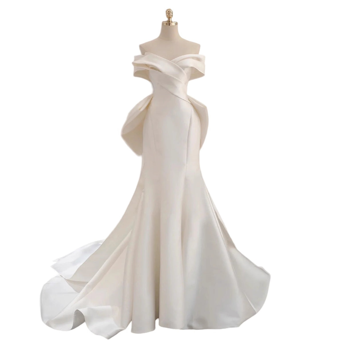 French Satin Fishtail Wedding Dress