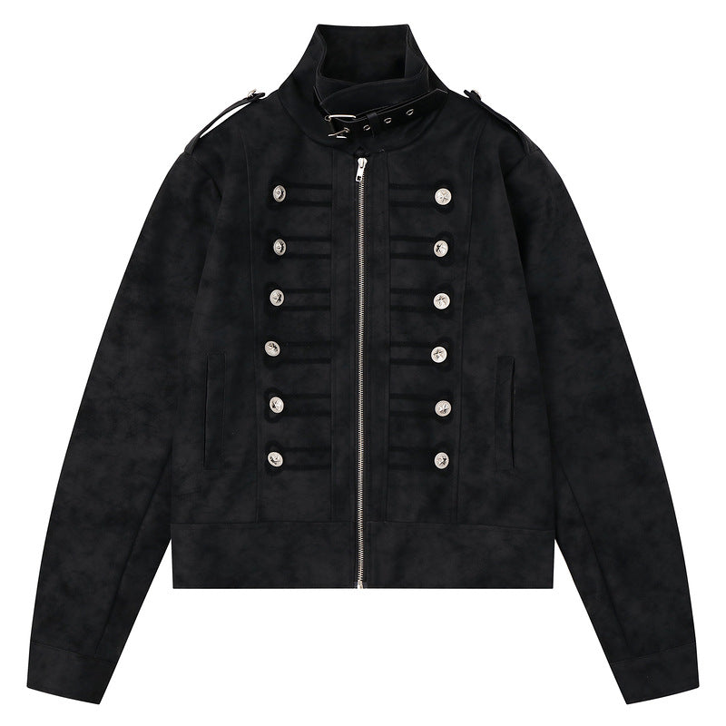 Slim-fit Faux Suede Biker Jacket