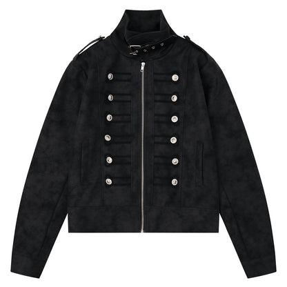 Slim-fit Faux Suede Biker Jacket