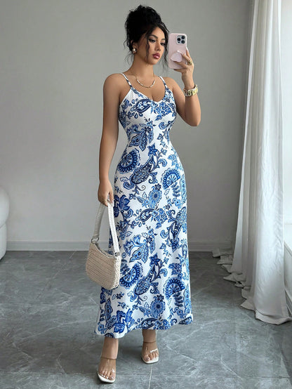 Floral V-Neck Strappy Slip Dress