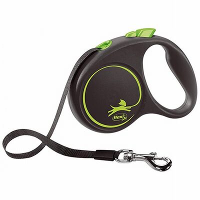 Flexi Black Design Retractable Tape Dog Leash Medium 5m Green