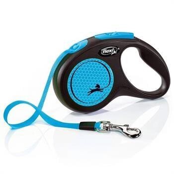 Flexi Neon Tape Retractable Dog Leash Blue Medium 5m