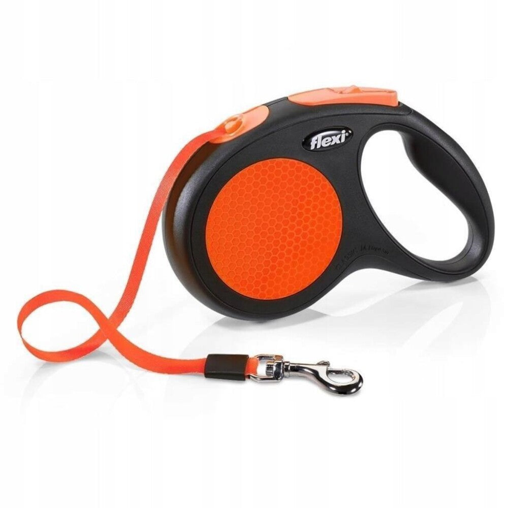 Flexi Neon Tape Retractable Dog Leash M Orange 5m