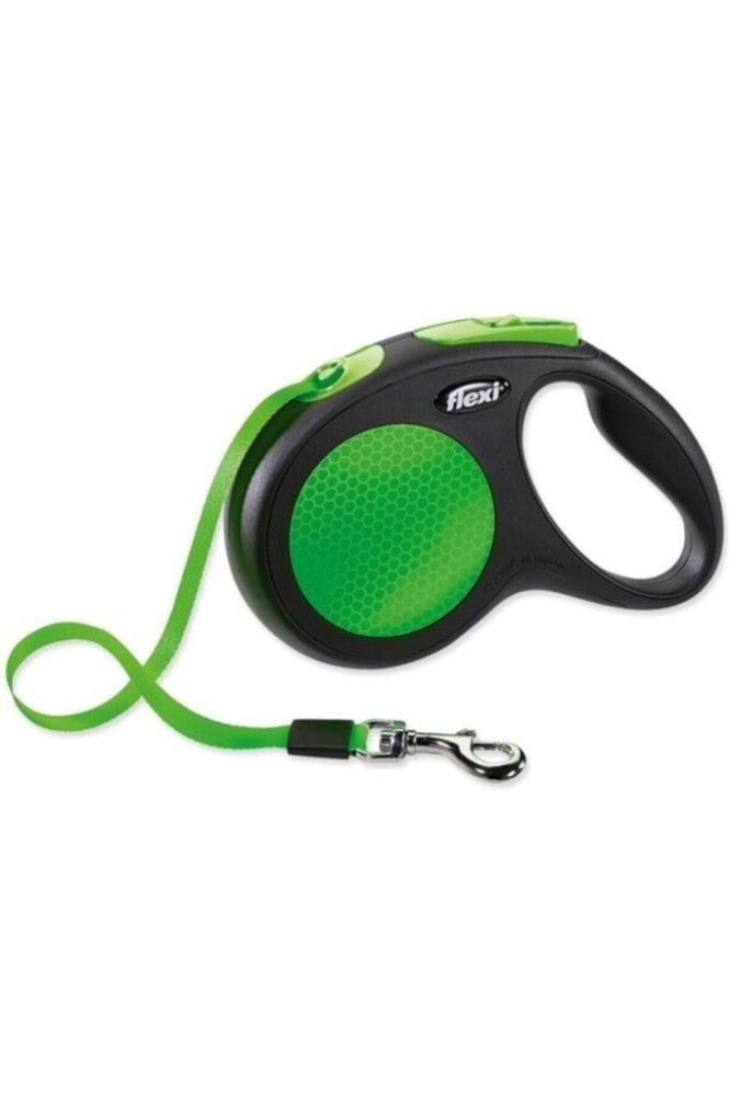 Flexi Neon Tape Retractable Dog Leash Green M 5m