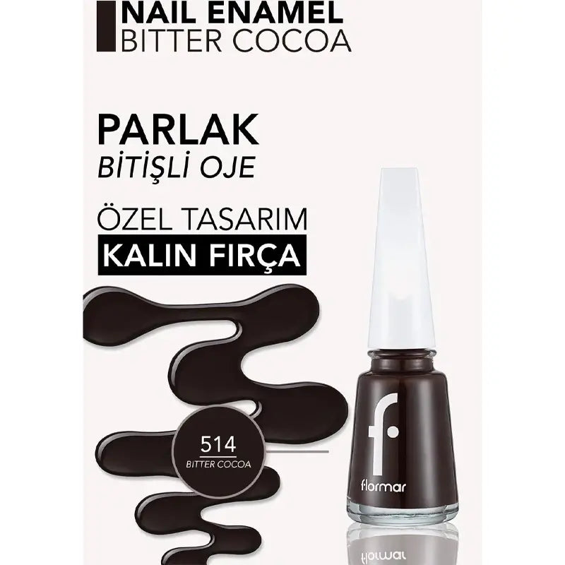 Flormar Nail Enamel Glossy Nail Polish 514 Bitter Cocoa 11ml