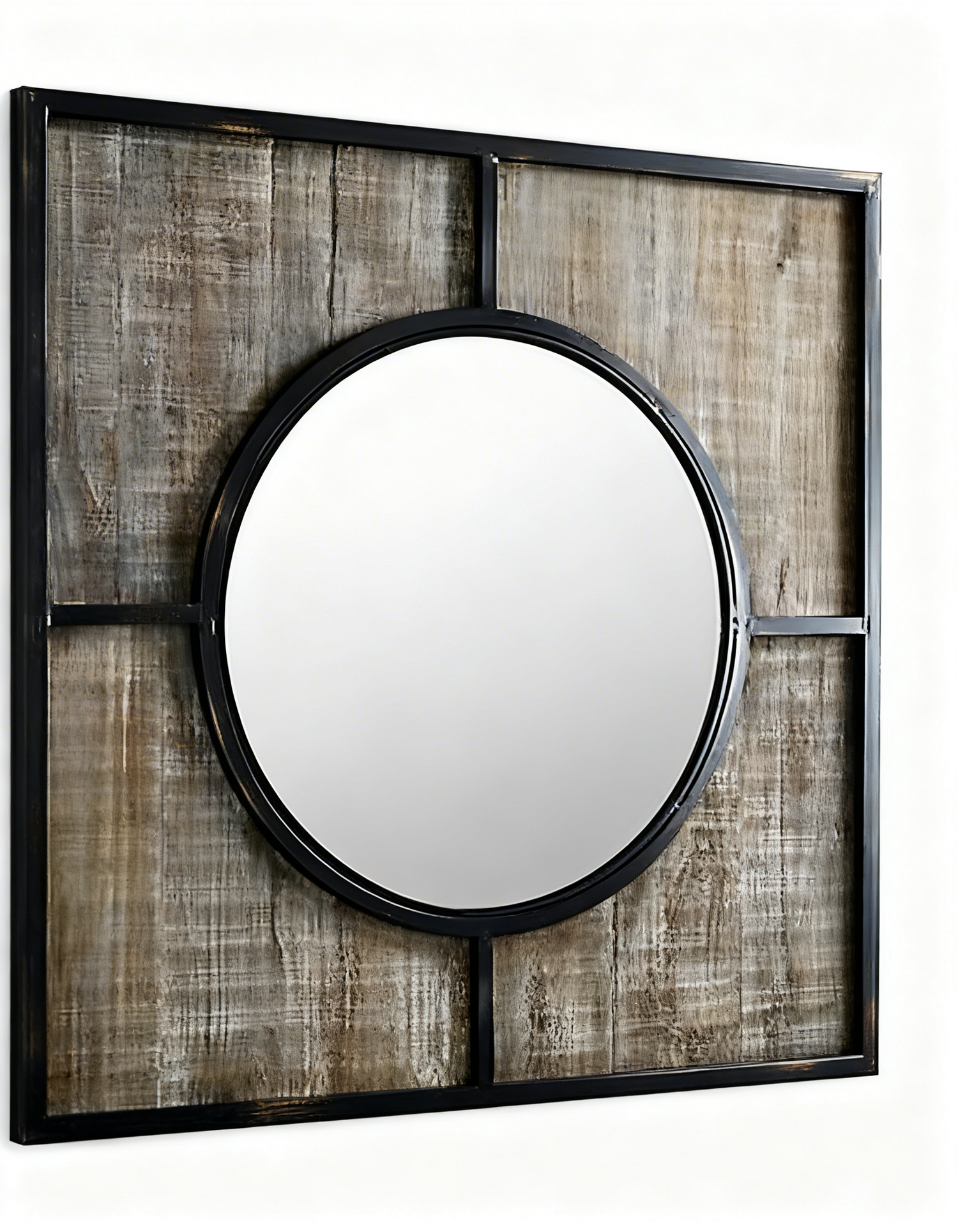 Walker Edison 32 Rustic Modern Square Wood Wall Mirror