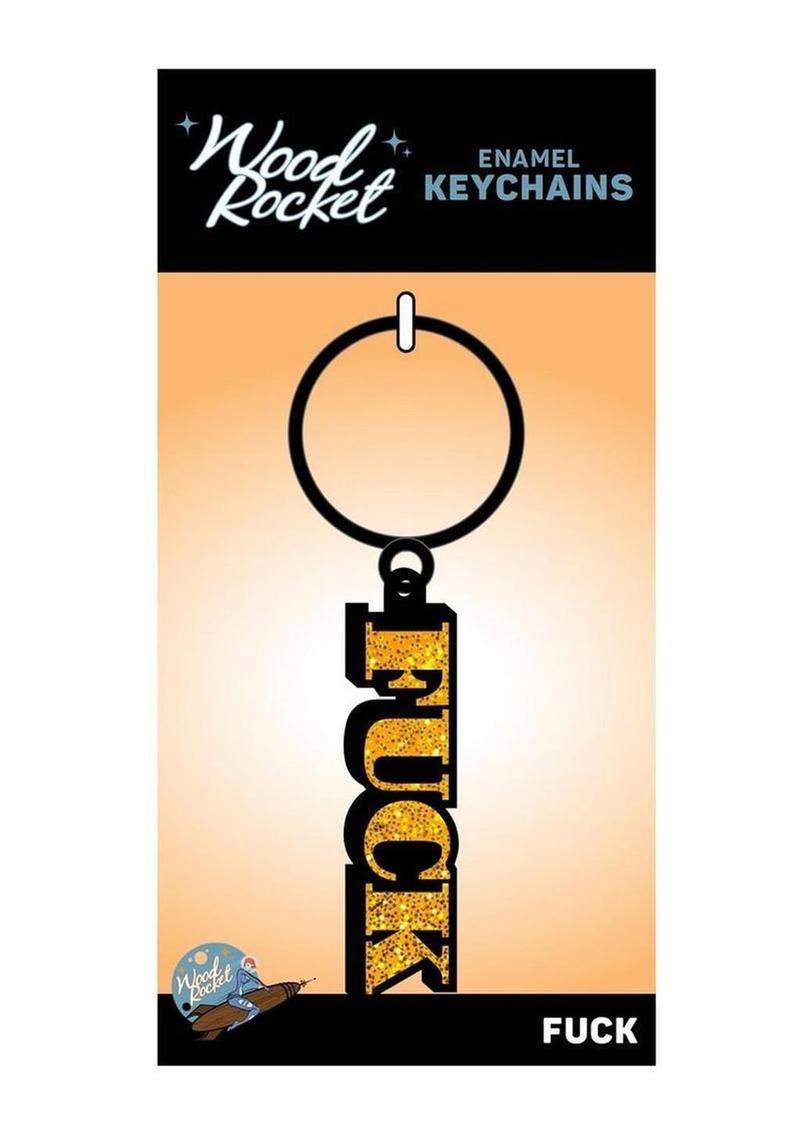 Wood Rocket F*** Enamel Keychain