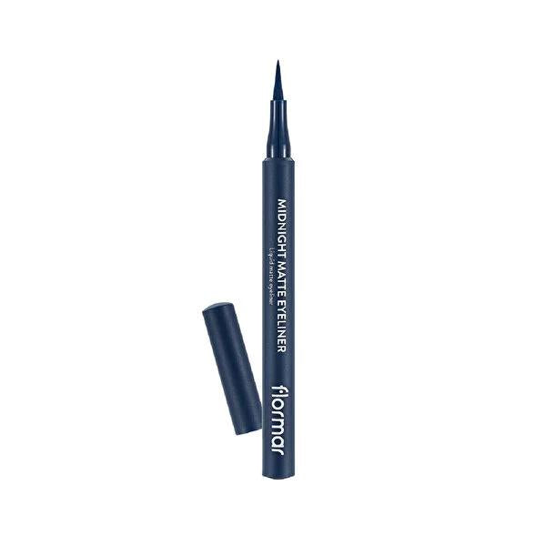 Flormar Midnight Matte Liquid Eyeliner - 003 Dark Blue - High Pigment, Smudge &amp; Water Resistant, Long Lasting Definition