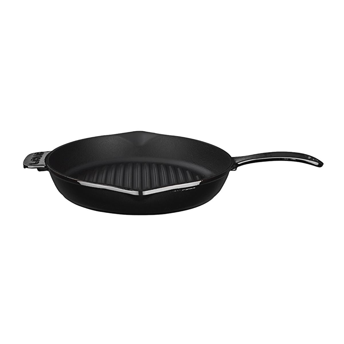 Lava Cast Iron Grill Pan - 28cm Round Enamel Coated Cookware for Stovetop &amp; Oven Use