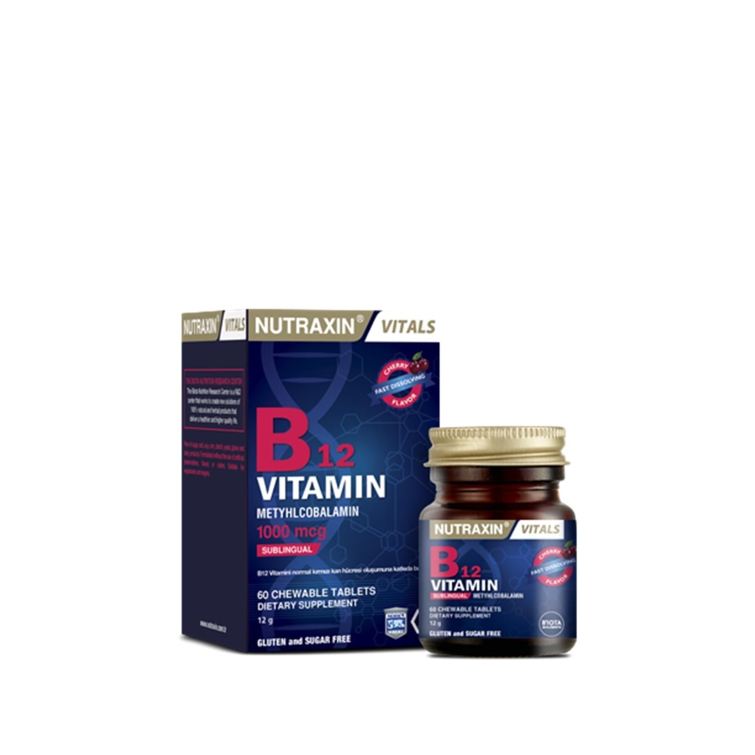 Nutraxin Vitamin B12 Supplement 60 Tablets - Boost Energy &amp; Nerve Function