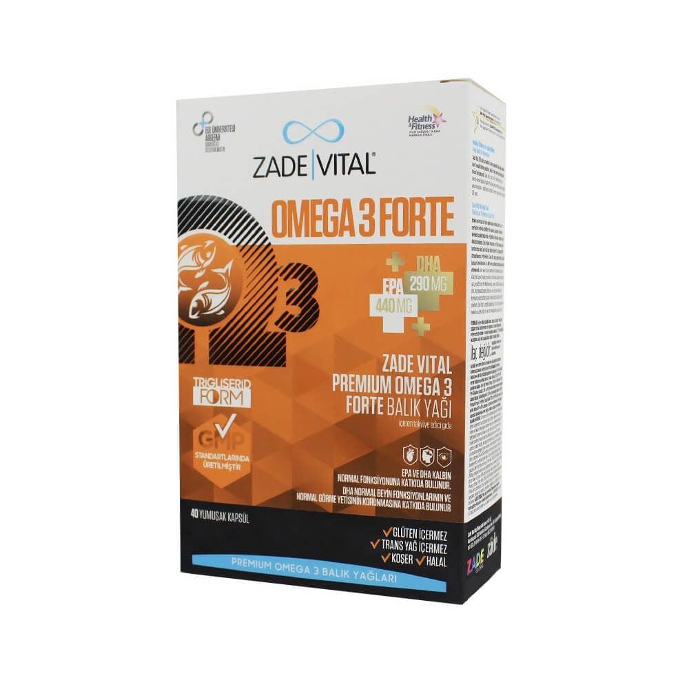 Zade Vital Omega-3 Fish Oil Supplement, 1200mg - Halal &amp; Kosher Certified, 40 Softgels