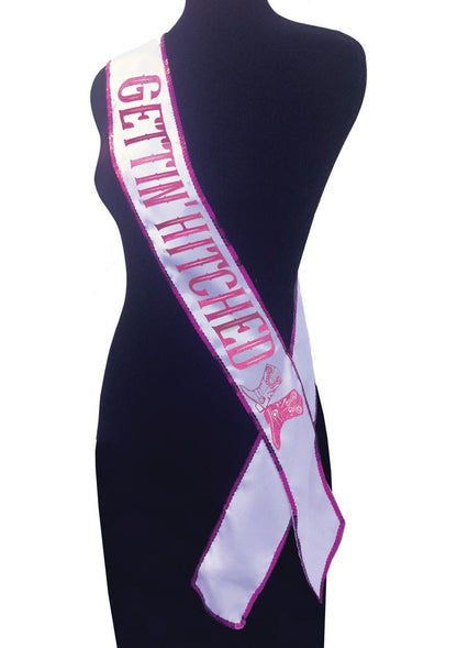 Gettin Hitched Bride Party Sash Bridal Boots Design