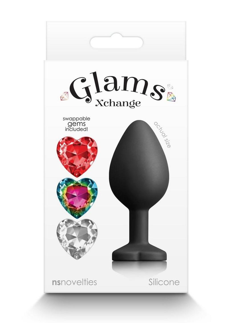 Glams Xchange Heart Silicone Anal Plug with Swappable Gems