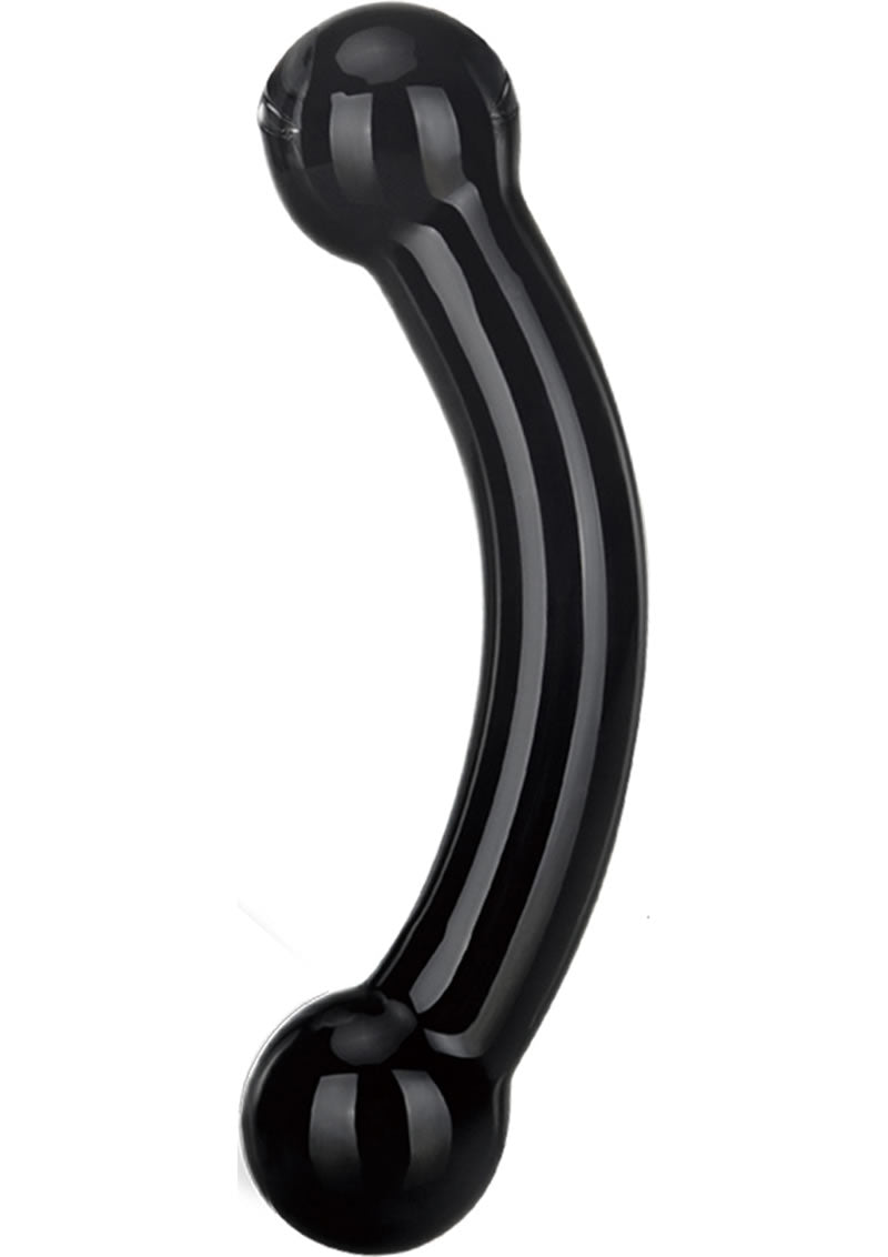 Glas Double Bull Black And Handcrafted Dual-Ended Glass Dildo