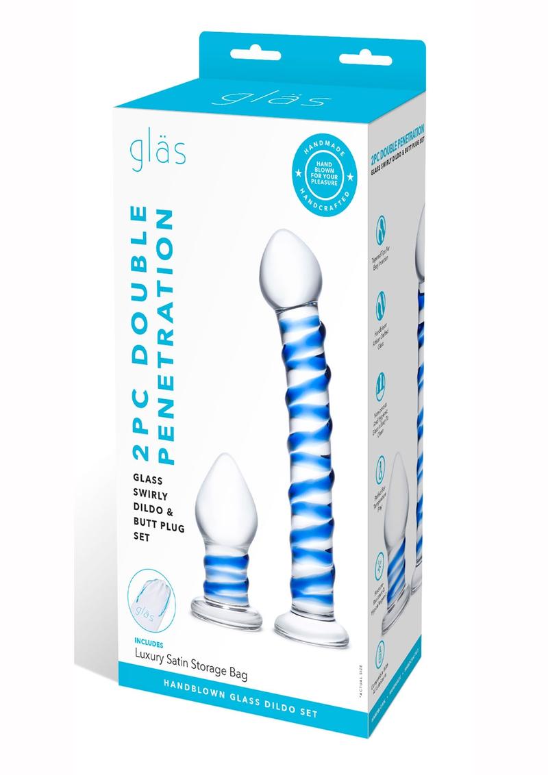 Glas 2 Piece Double Penetration Glass Dildo And Butt Plug