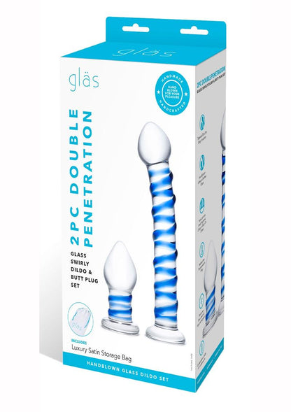 Glas 2 Piece Double Penetration Glass Dildo And Butt Plug