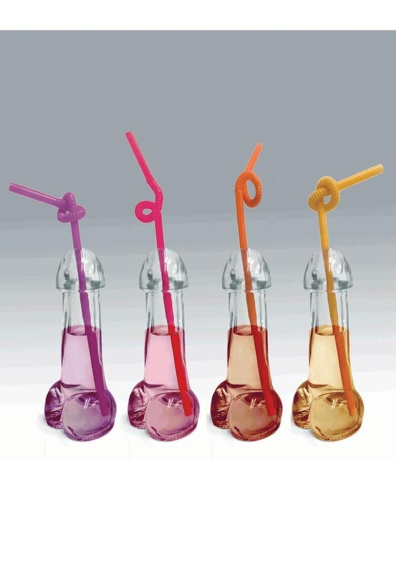 Glitterati Penis Shaped Drinking Glasses 4-Pack for Adult Parties