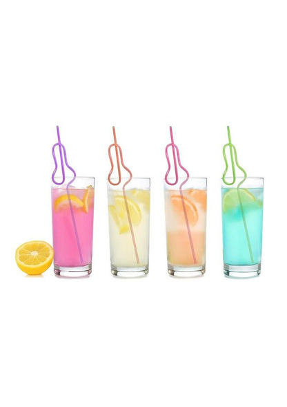 Glitterati 8 Pack Silly Penis Straws Fun Rainbow Party Accessory
