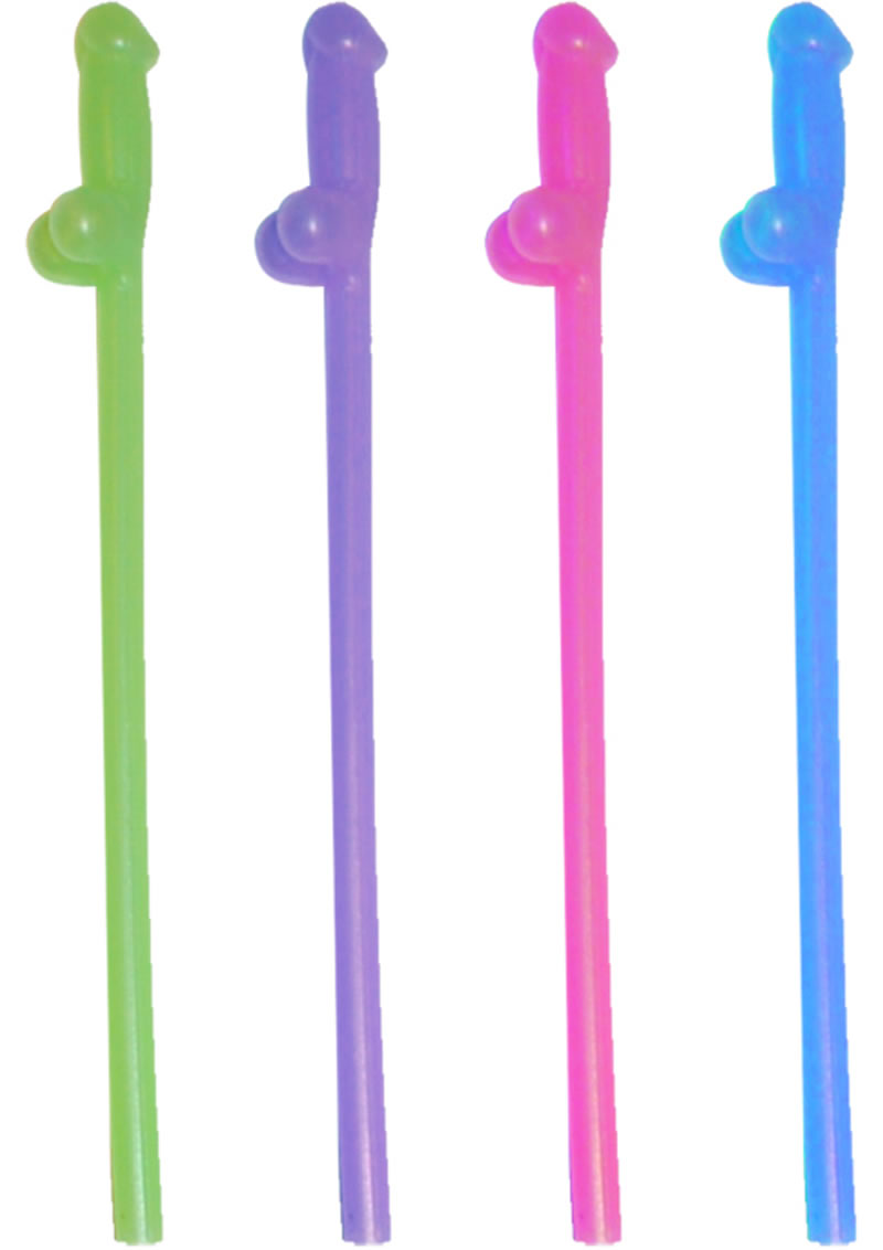 Naughty Glowing Straws Assorted Colors 8 Per Pack