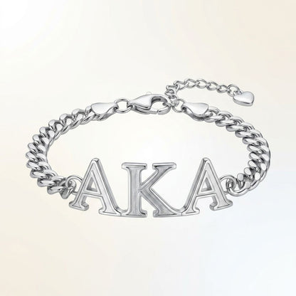 AKA Sorority Silver Chain Greek Letter Bracelet