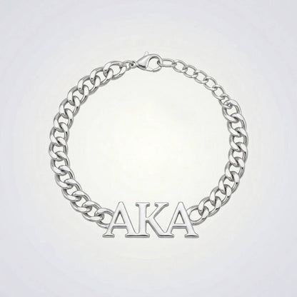 AKA Sorority Silver Chain Greek Letter Bracelet