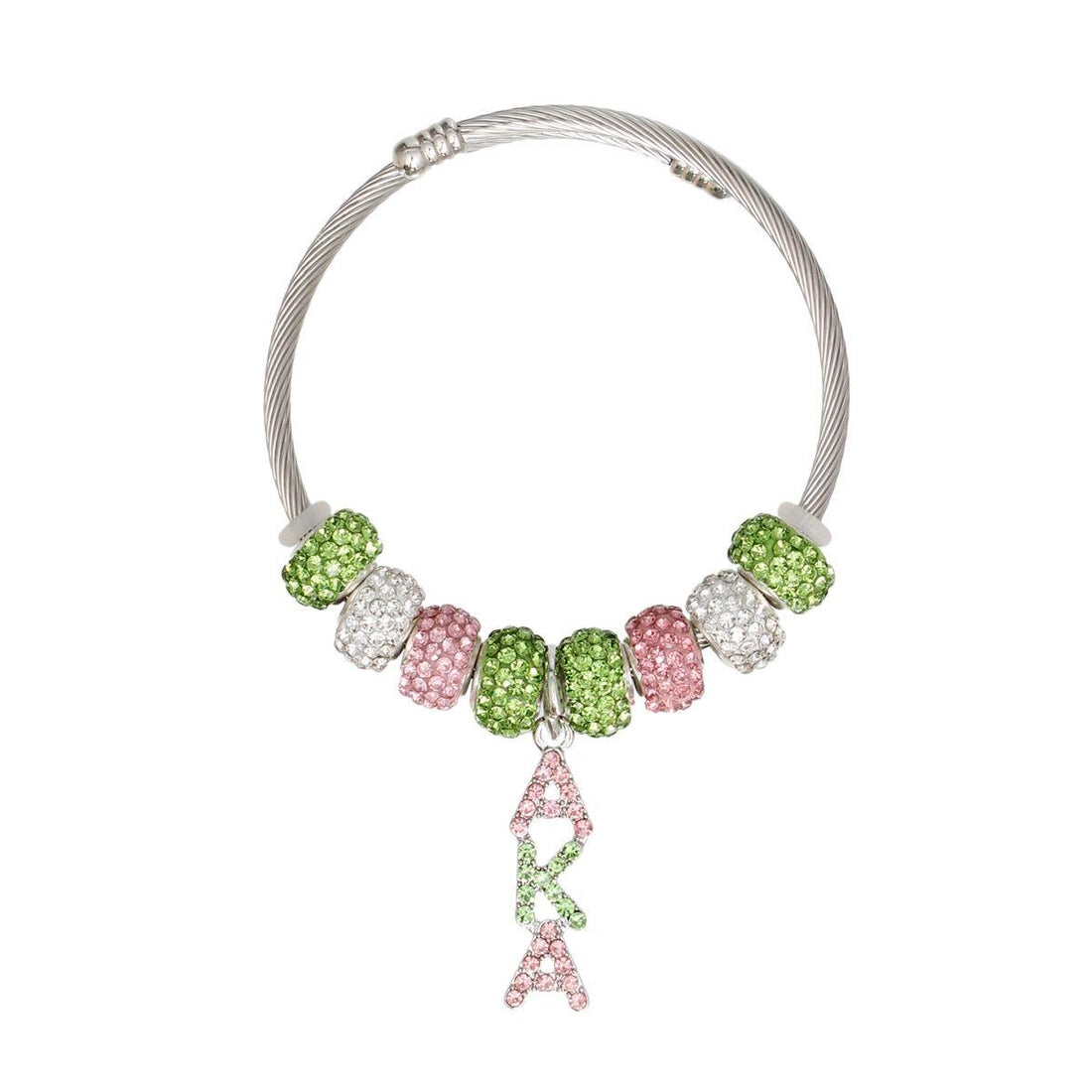 AKA Sorority Greek Charm Cable Bangle Bracelet