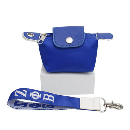 ZPB Sorority Blue Nylon Wristlet Strap Mini Pouch