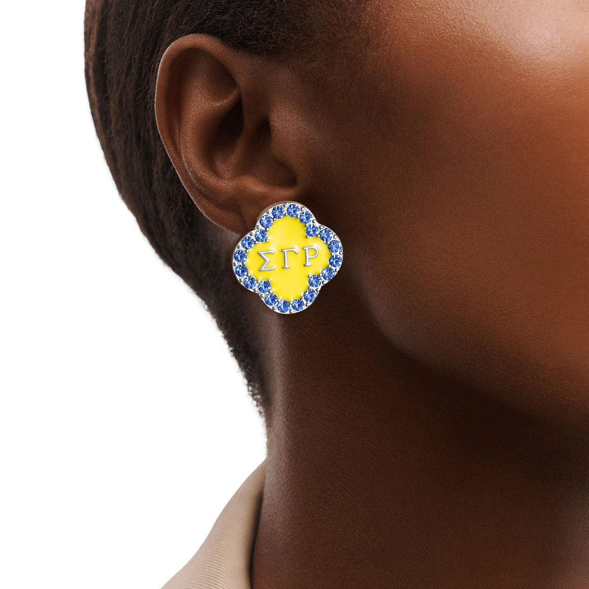 Sigma Gamma Rho Sorority Stud Earrings – Blue &amp; Gold