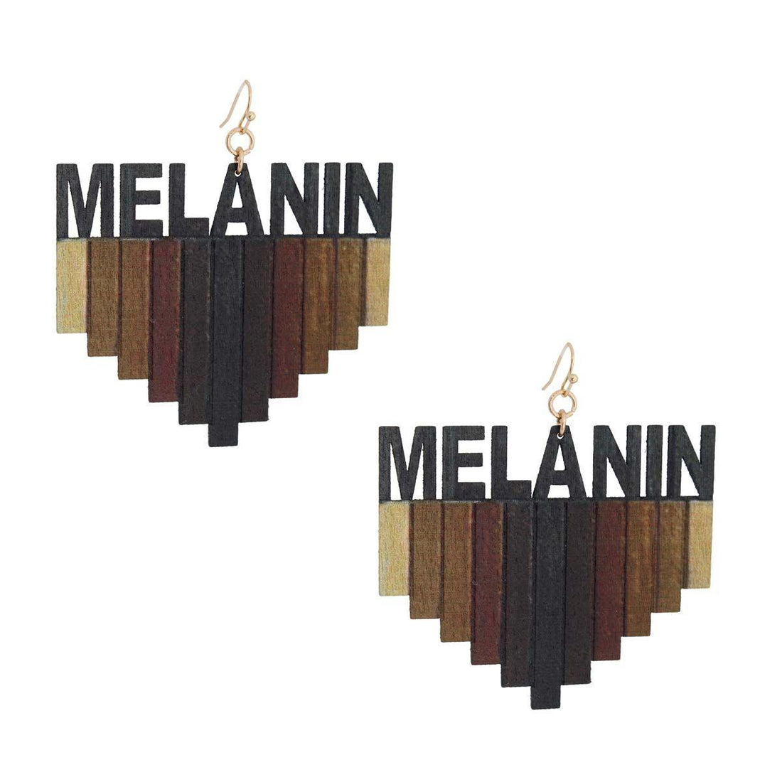 Wood Melanin Drop Earrings in Gold