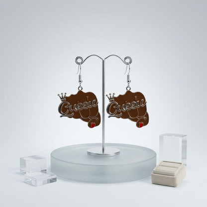 Silver Queen Raised Fist Fish Hook Earrings