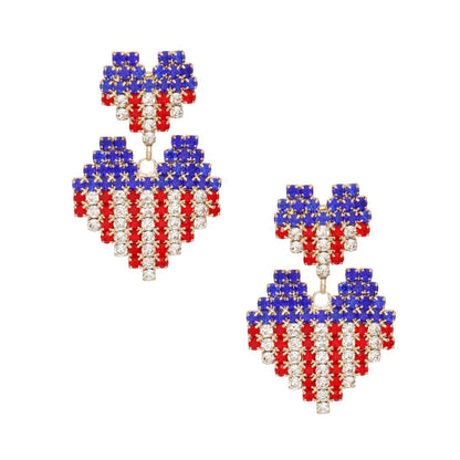 Dangle All American Glam Heart Gold Earrings