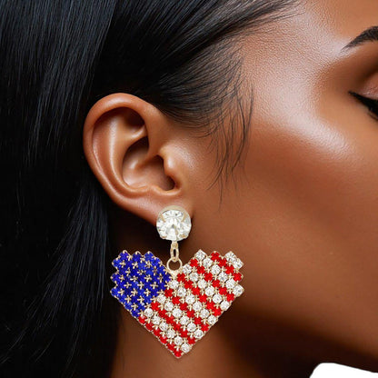 Drop Heart Freedom American Glam Gold Earrings